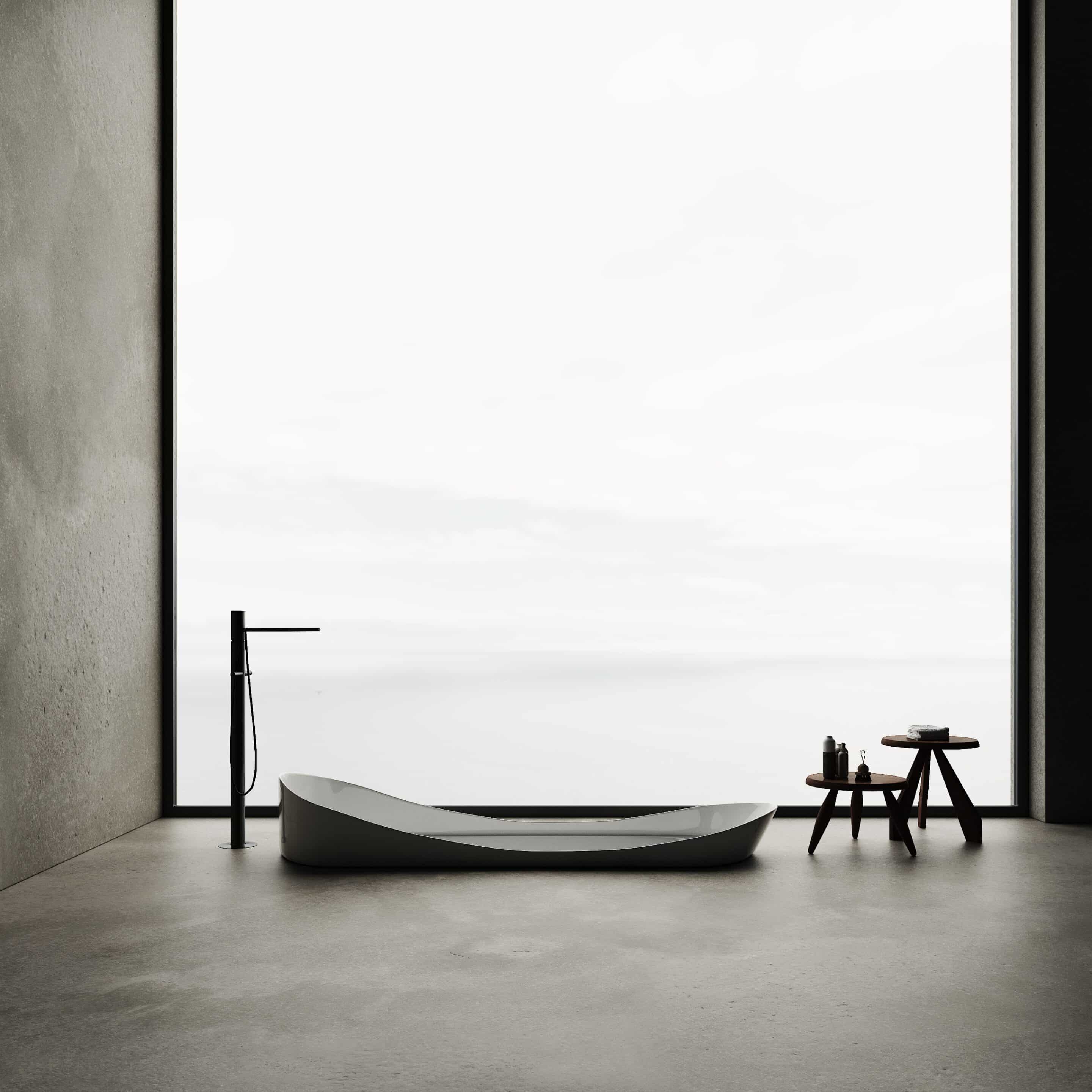 salle de bain moderne avec baignoire encastrée dans le sol